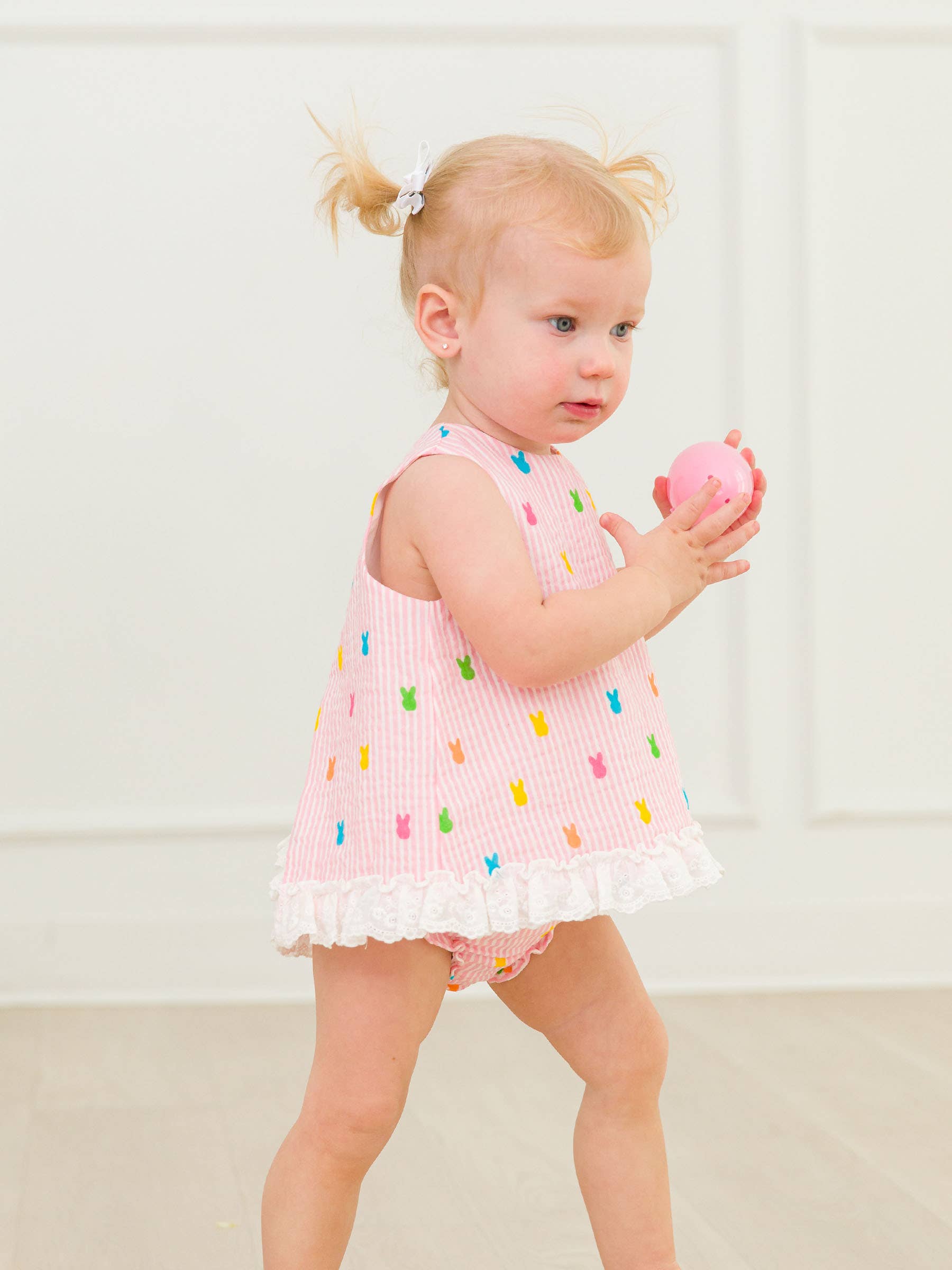 Bunny Stripe Cotton Gauze Swing Top and Bloomer Set