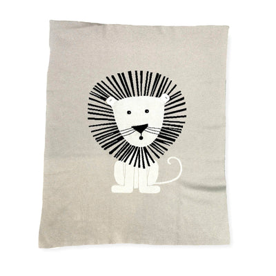 Lion - Organic Cotton 3D Jacquard Sweater Knit Baby Blanket