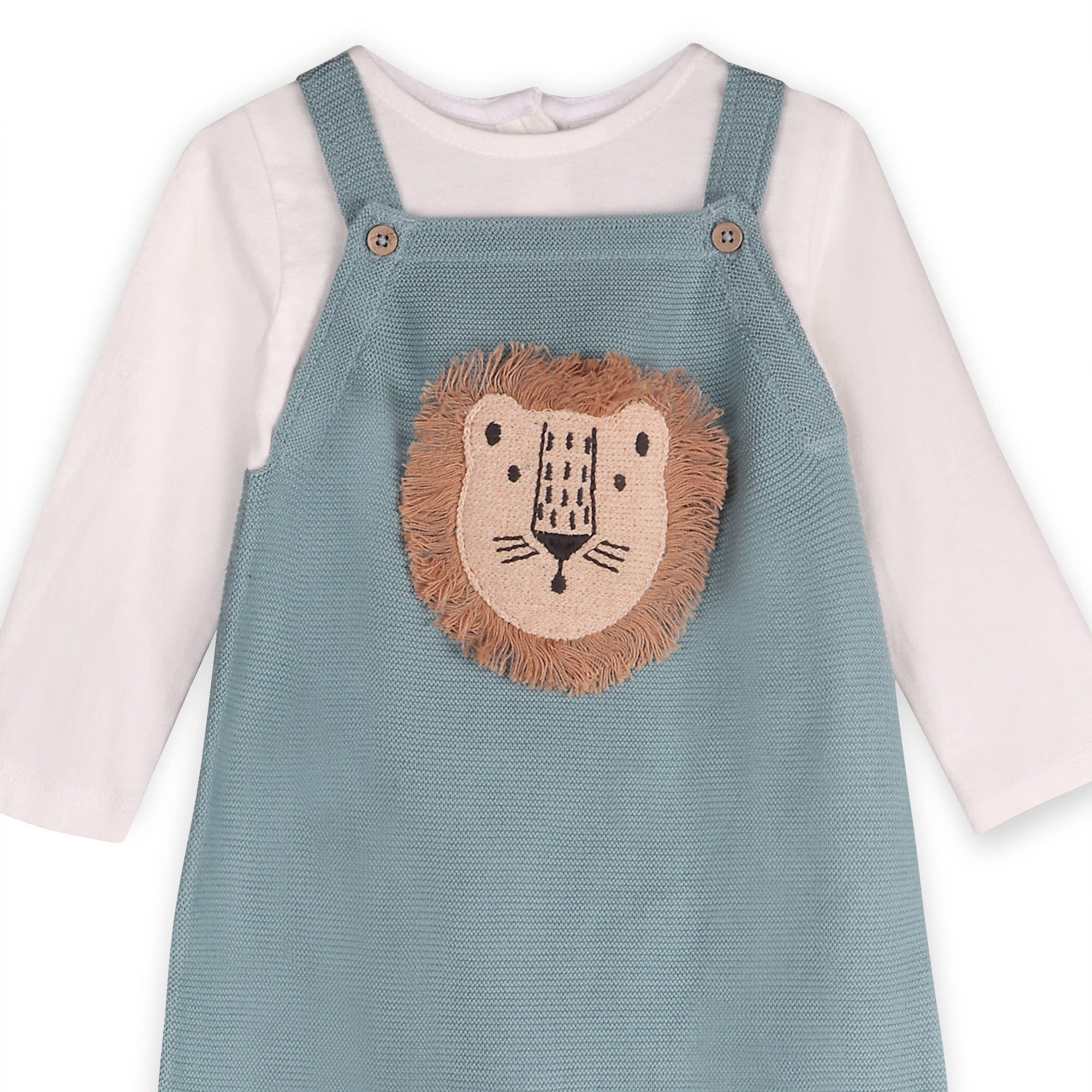 Lion Applique Sweater Knit Baby Overall Set (Organic Cotton)