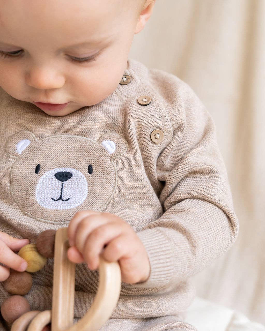 ORGANIC Teddy Bear Applique Baby Raglan Pullover