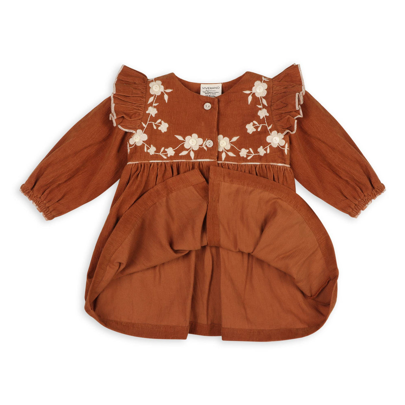 Organic Floral Embroidered Corduroy Baby Dress & Bloomer