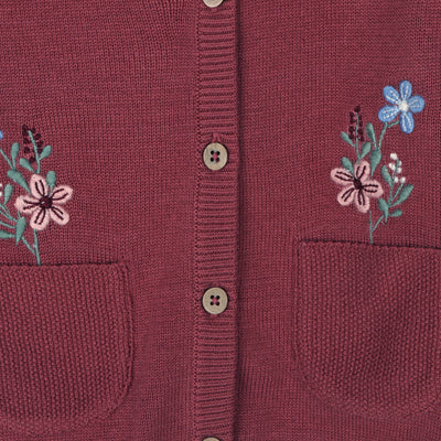 Organic Pockets of Flowers Embroidered Baby Cardigan