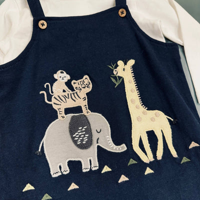 ORGANIC Safari Embroidered & Applique Overall Bodysuit Set