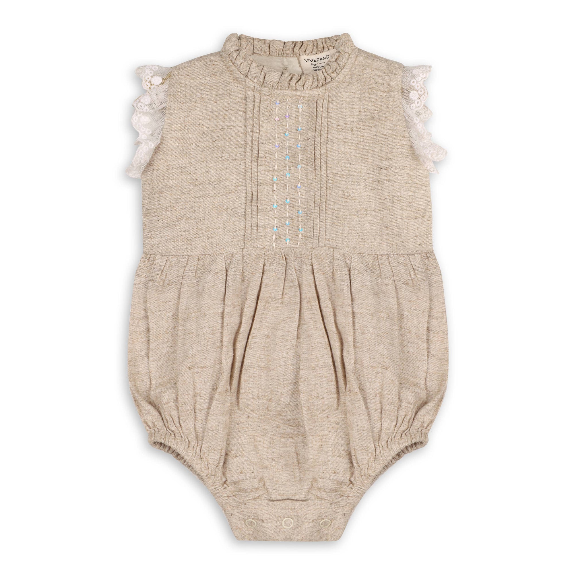 Eva Bubble Baby Romper + Headband (Linen Blend)