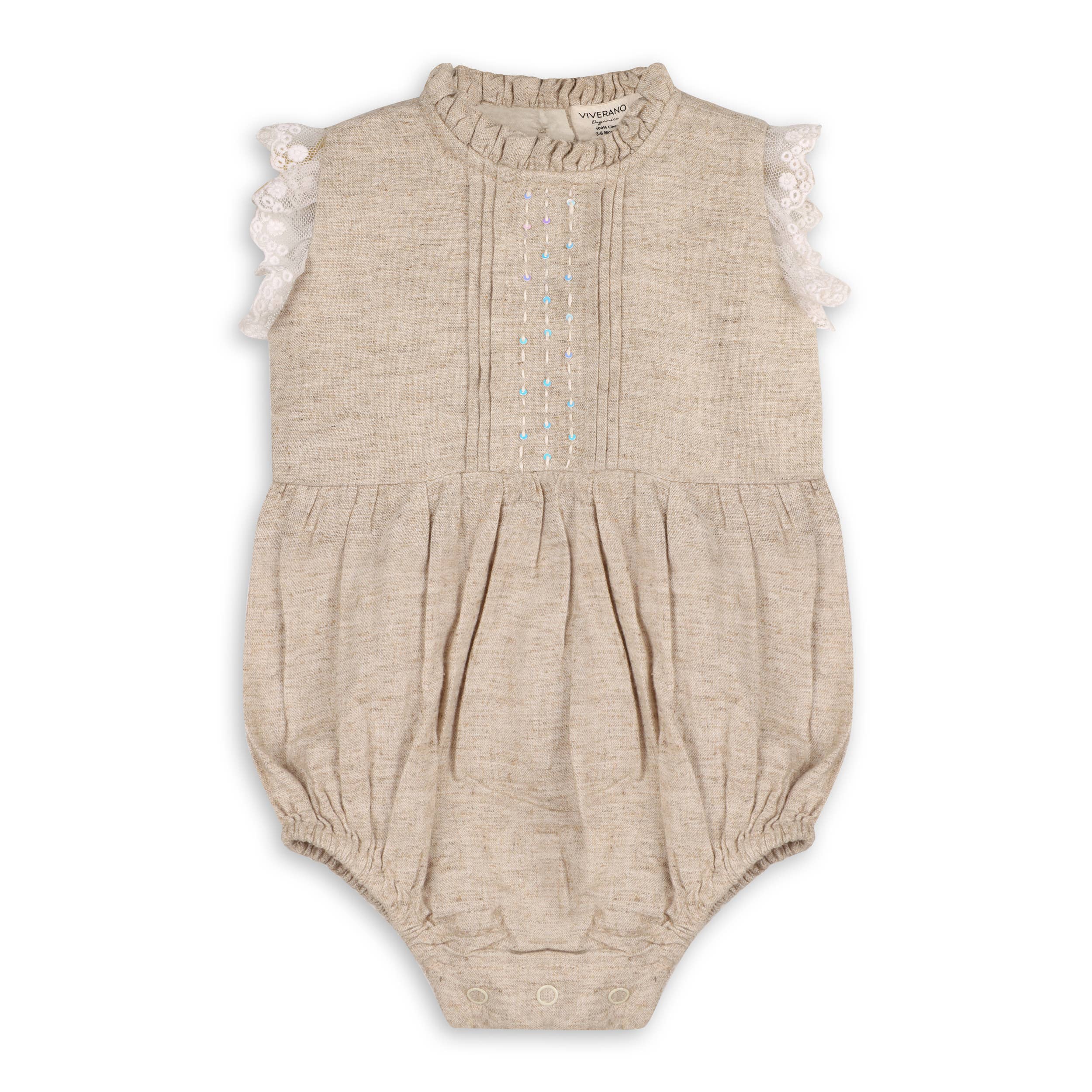 Eva Bubble Baby Romper + Headband (Linen Blend)