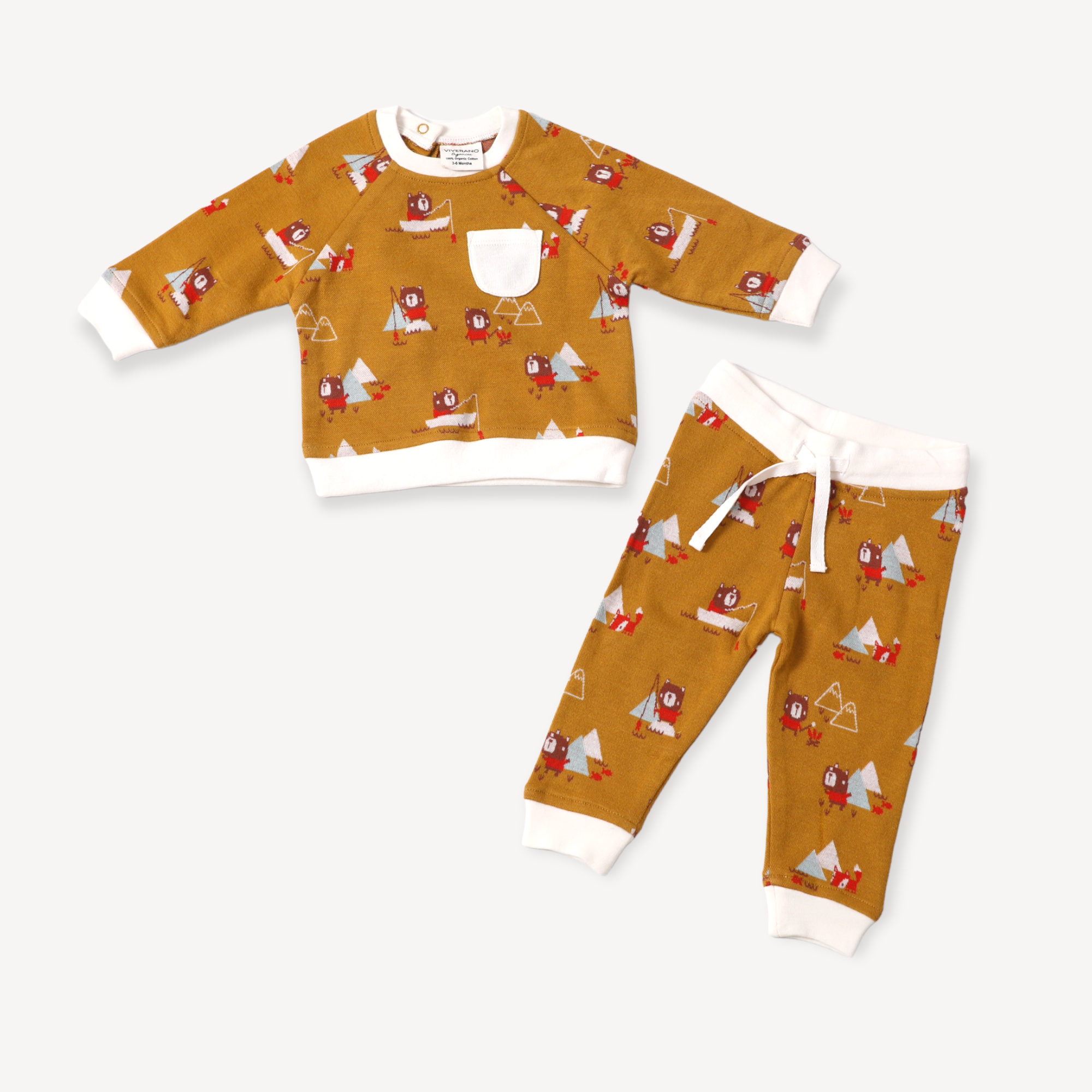 Bear & Fox Jacquard Baby Tee & Jogger Set (Organic Cotton)