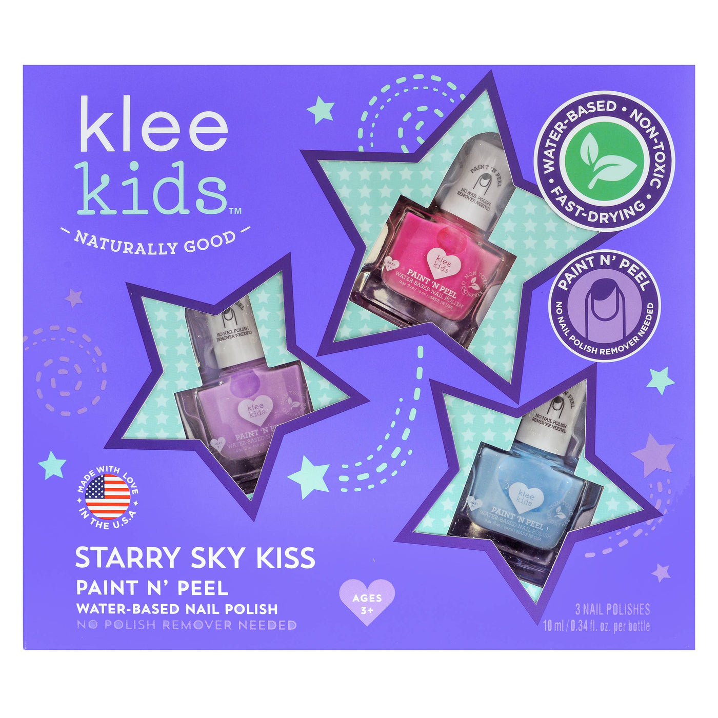 Starry Sky Kiss - Klee Kids Water-Based Nail Polish Set