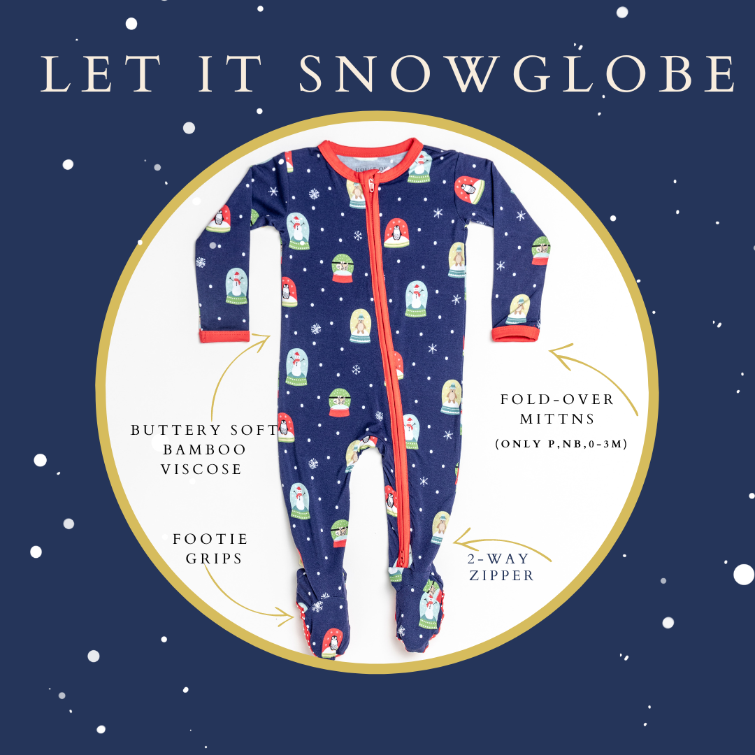 Let it Snowglobe Footed Zippy Bamboo Pajamas