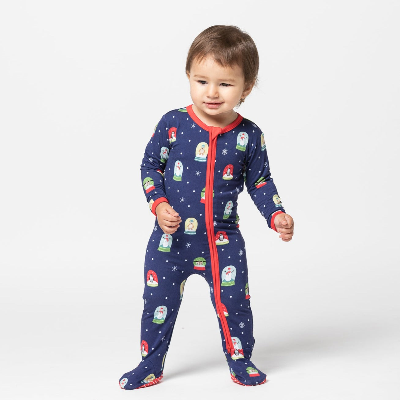 Let it Snowglobe Footed Zippy Bamboo Pajamas