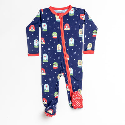 Let it Snowglobe Footed Zippy Bamboo Pajamas