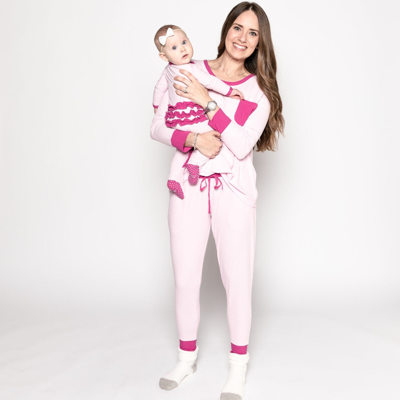 Dream in Pink Ribbed Zippered Footie