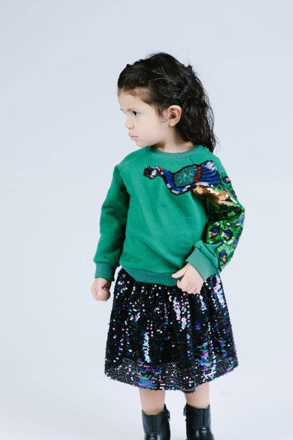 Sequin Peacock Patch Sweatshirt