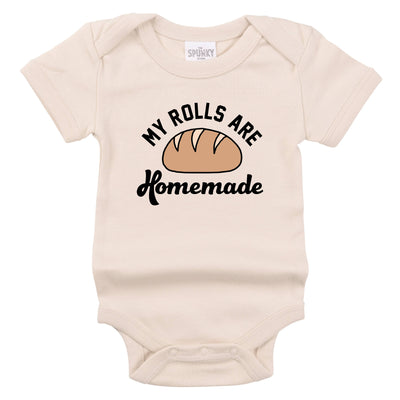 My Rolls Are Homemade Funny Thanksgiving Baby Fall Bodysuit